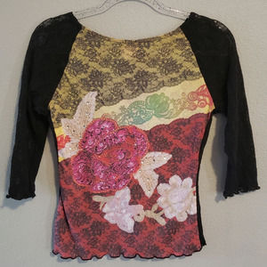 Lia embezzled with sequins, beads and lace medium top